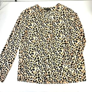 2/$30 Banana Republic Leopard Print Long Sleeve Blouse‎ Lighweight Womens S